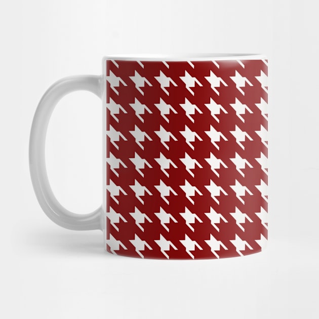 Dark Christmas Candy Apple Red Houndstooth Check by podartist